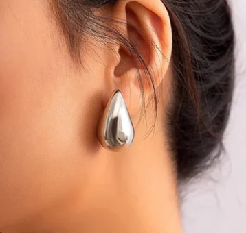 Chunky Silver Teardrop Korean Earring