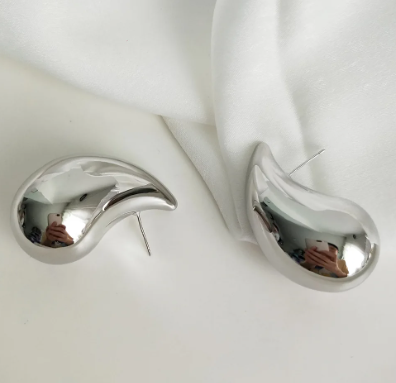 Chunky Silver Teardrop Korean Earring