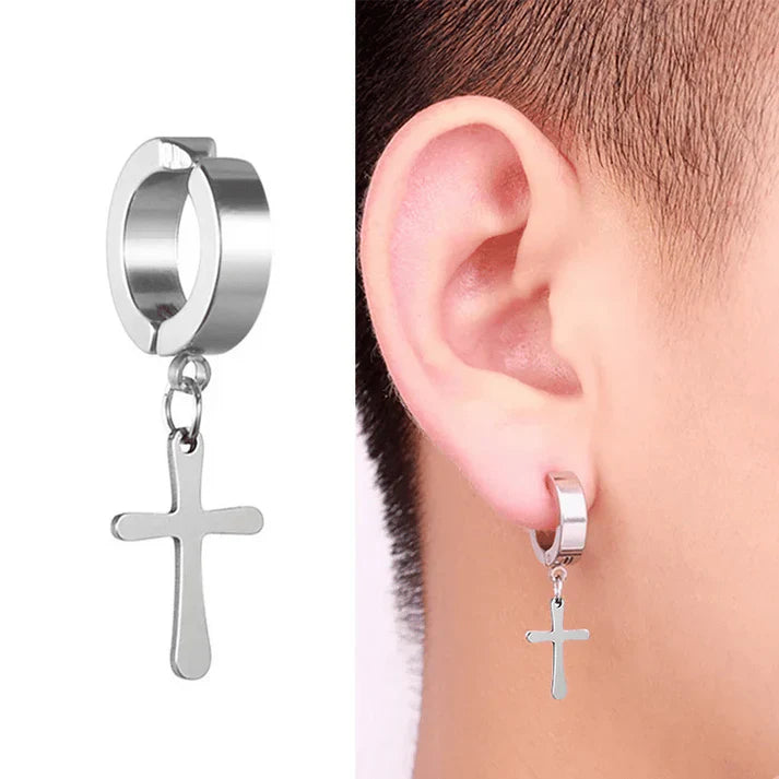 Jesus Cross Piercing Surgical Metal Huggie Earring