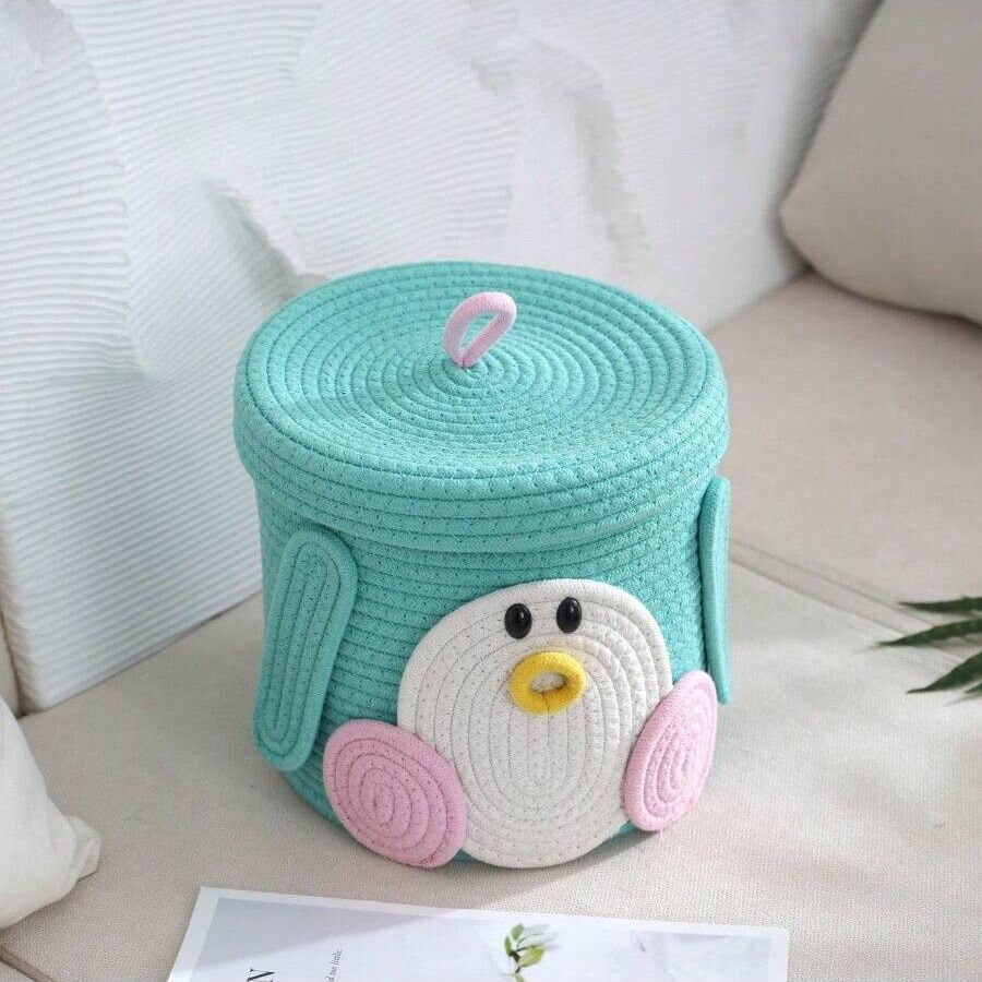 Rope Storage Basket for Baby Diaper, Stuffed Animal Storage Bin Rope Basket for Kids Toy