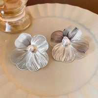 Thumbnail for Unique Metal Flower Statement Earrings