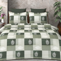 Thumbnail for Beautiful Olive Green leaf pattern cotton double bed Bedsheet with 2 pillow covers