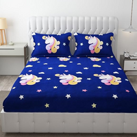 Thumbnail for Cute Unicorn Printed Double Bed Sheet(Pack of 1 Bed Sheet, 2 PILOW Cover)