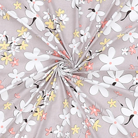 Thumbnail for Light Grey Floral Print Double Bedsheet with 2 Coordinate Pillow Covers