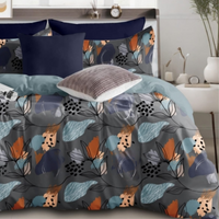 Thumbnail for Grey Floral Cotton King Size Bedsheet Double Bed with 2 Pillow Covers