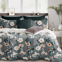 Thumbnail for Beautiful Grey floral Trending Cotton King Size Bedsheet Double Bed with 2 Pillow