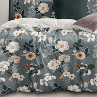 Thumbnail for Beautiful Grey floral Trending Cotton King Size Bedsheet Double Bed with 2 Pillow