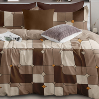 Thumbnail for Brown Geometrical  Trending Cotton King Size Bedsheet Double Bed with 2 Pillow