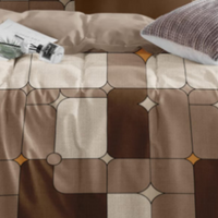 Thumbnail for Brown Geometrical  Trending Cotton King Size Bedsheet Double Bed with 2 Pillow