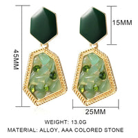 Thumbnail for Geometric Green Stone Drop Earrings