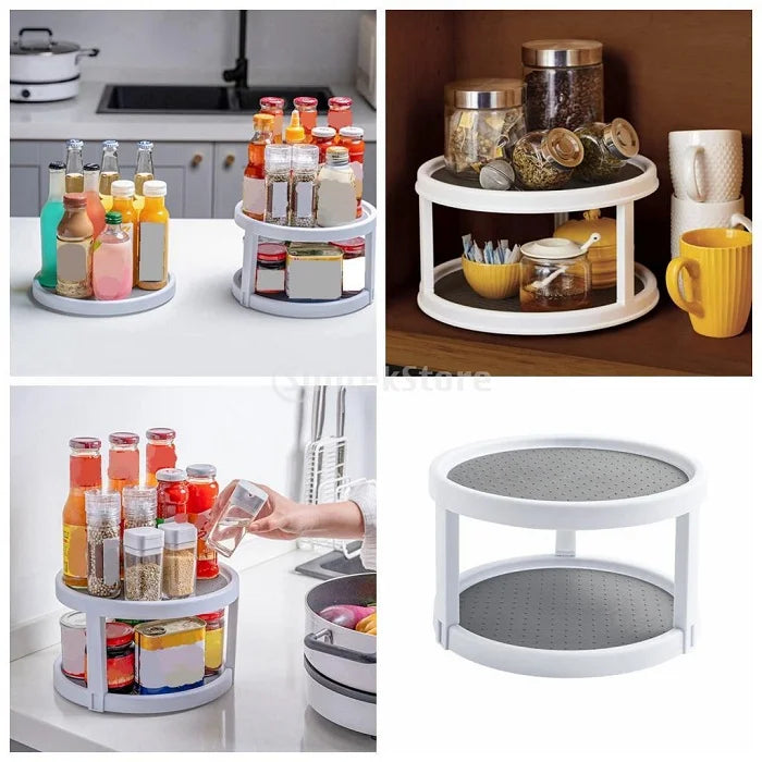 Double Layer 360° Rotating Spice Rack Organizer