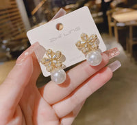 Thumbnail for Crystal Flower Shape Korean earring