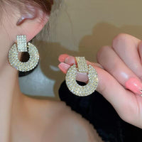 Thumbnail for Luxury Sparkling Circle Stud Earrings