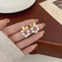 Thumbnail for Gold Plated Heart Pearl Studs Earrings