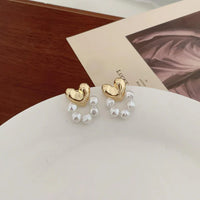 Thumbnail for Gold Plated Heart Pearl Studs Earrings