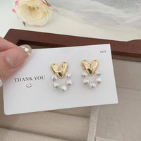 Thumbnail for Gold Plated Heart Pearl Studs Earrings