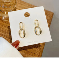 Thumbnail for Gold Textured Chain Link Drop Earrings