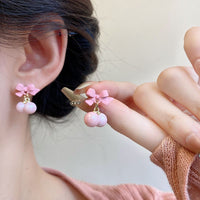 Thumbnail for Korean Style Pink Cherry Bow Earrings – Cute & Trendy Kawaii Aesthetic Jewelry for Girls