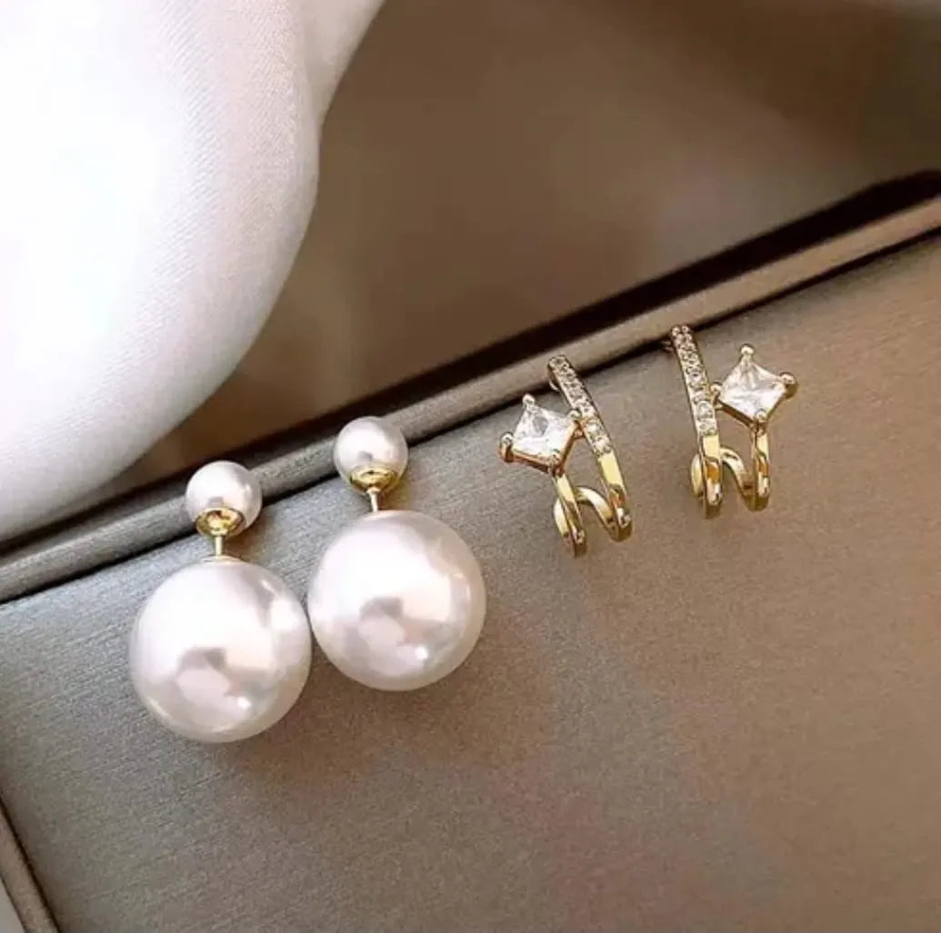 Golden Pearl 2 way Wear Earrings