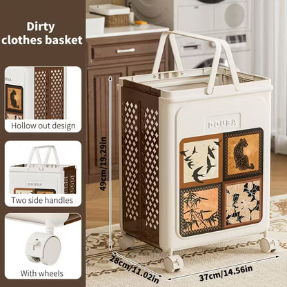 Foldable Rolling Laundry Basket