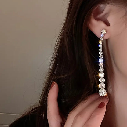 Elegant Long Crystal Drop Earrings