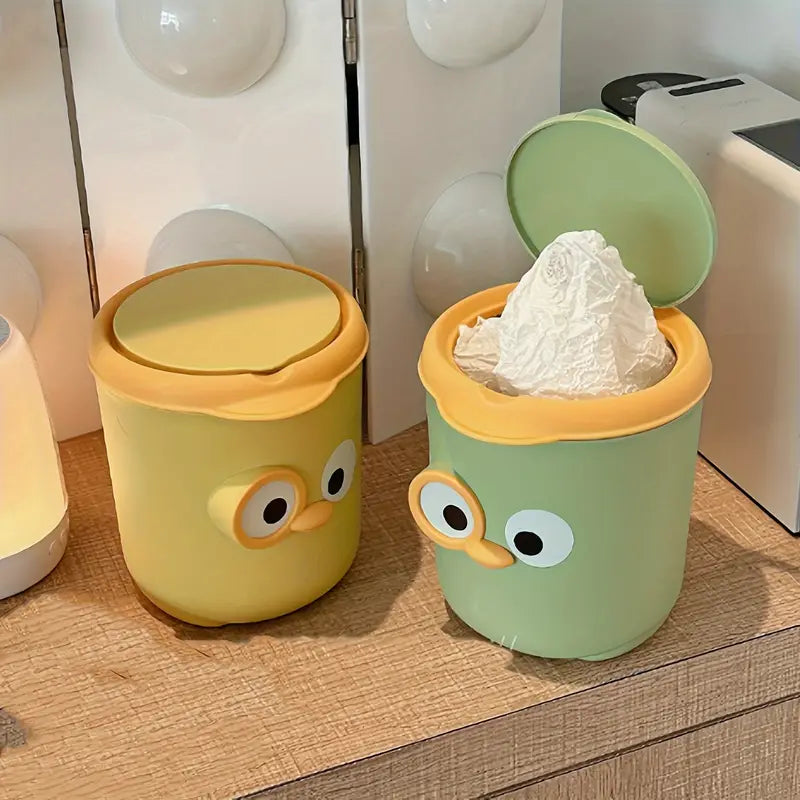 Cute Cartoon Mini Trash Can with Lid