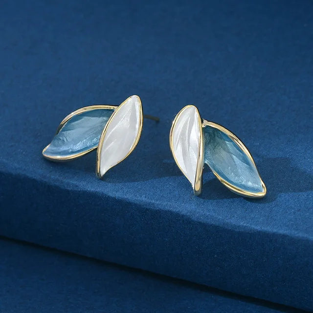 Leaf shape studs for women