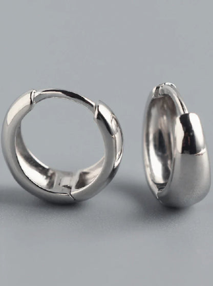 Classic Silver Huggie Hoop Earrings for Men