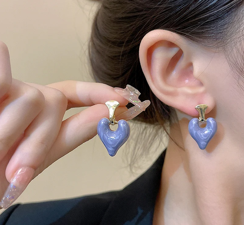 Premium Heart Shape Earrings lavender