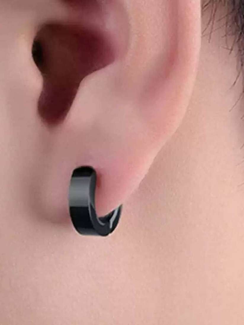 Silver-Plated Circular Hoop Earrings for Men