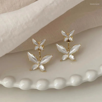 Fashionable Western Stylish Beautiful Princess White Butterfly Earrings