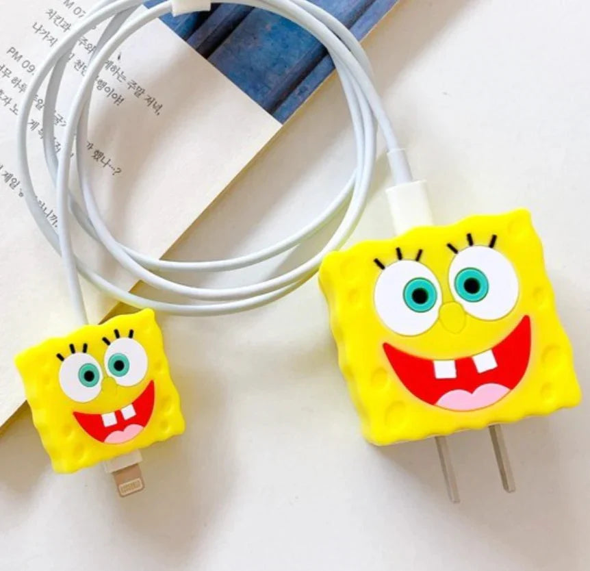 Super Cute Sponge Bob Silicon Apple iPhone Charger Case