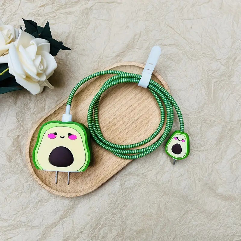 Super Cute Avocado Silicon Apple iPhone Charger Case