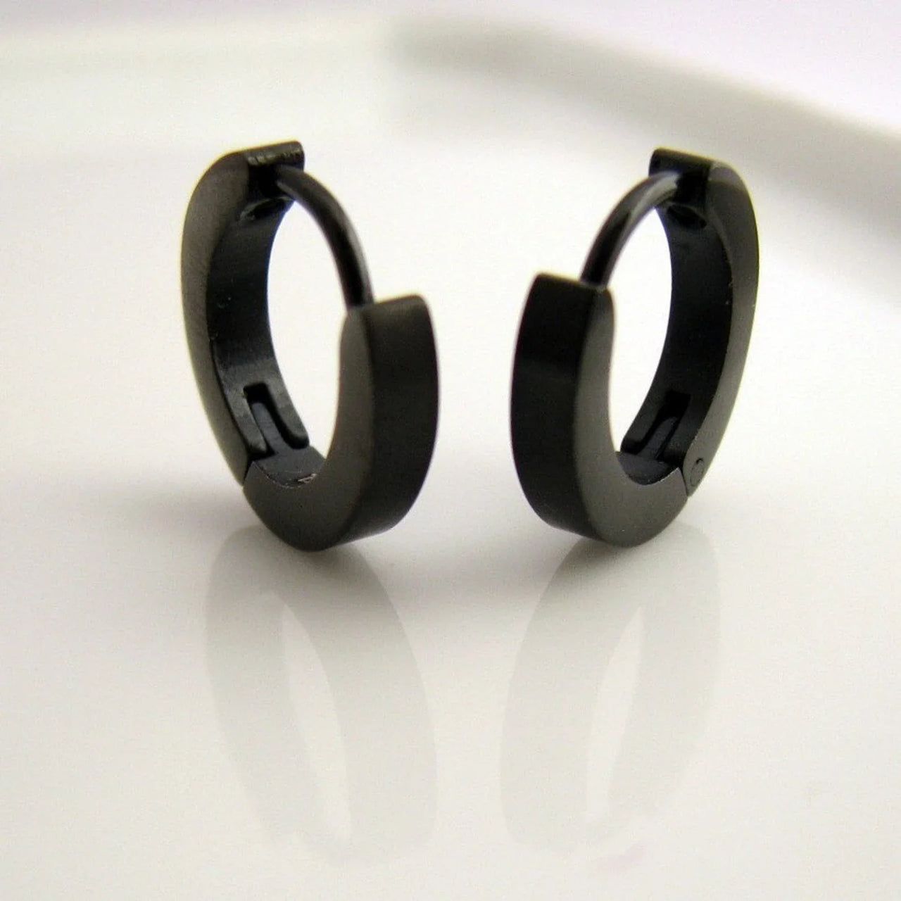 Men's Black Huggie Hoop Earrings