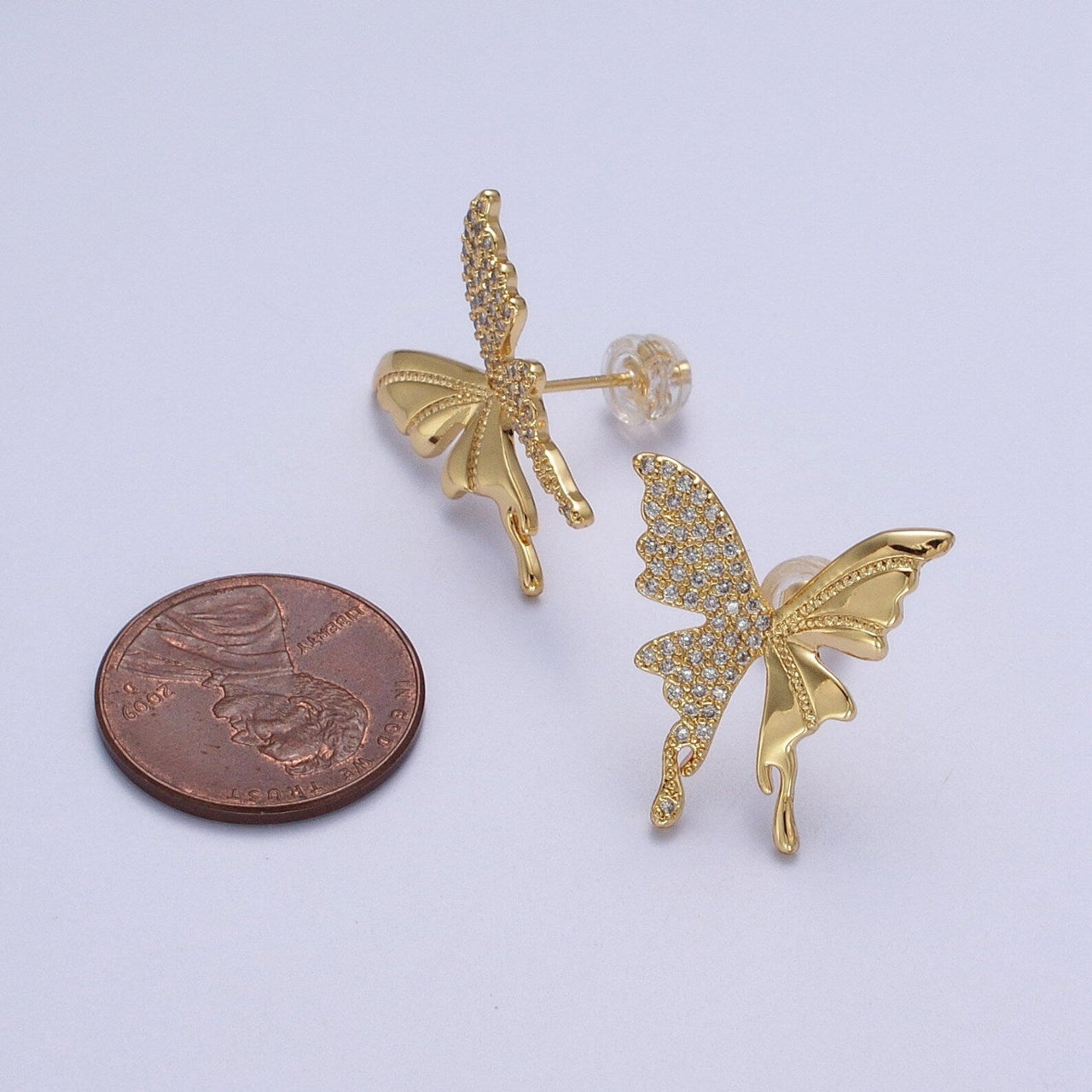 White Color Double Butterfly Korean Earrings