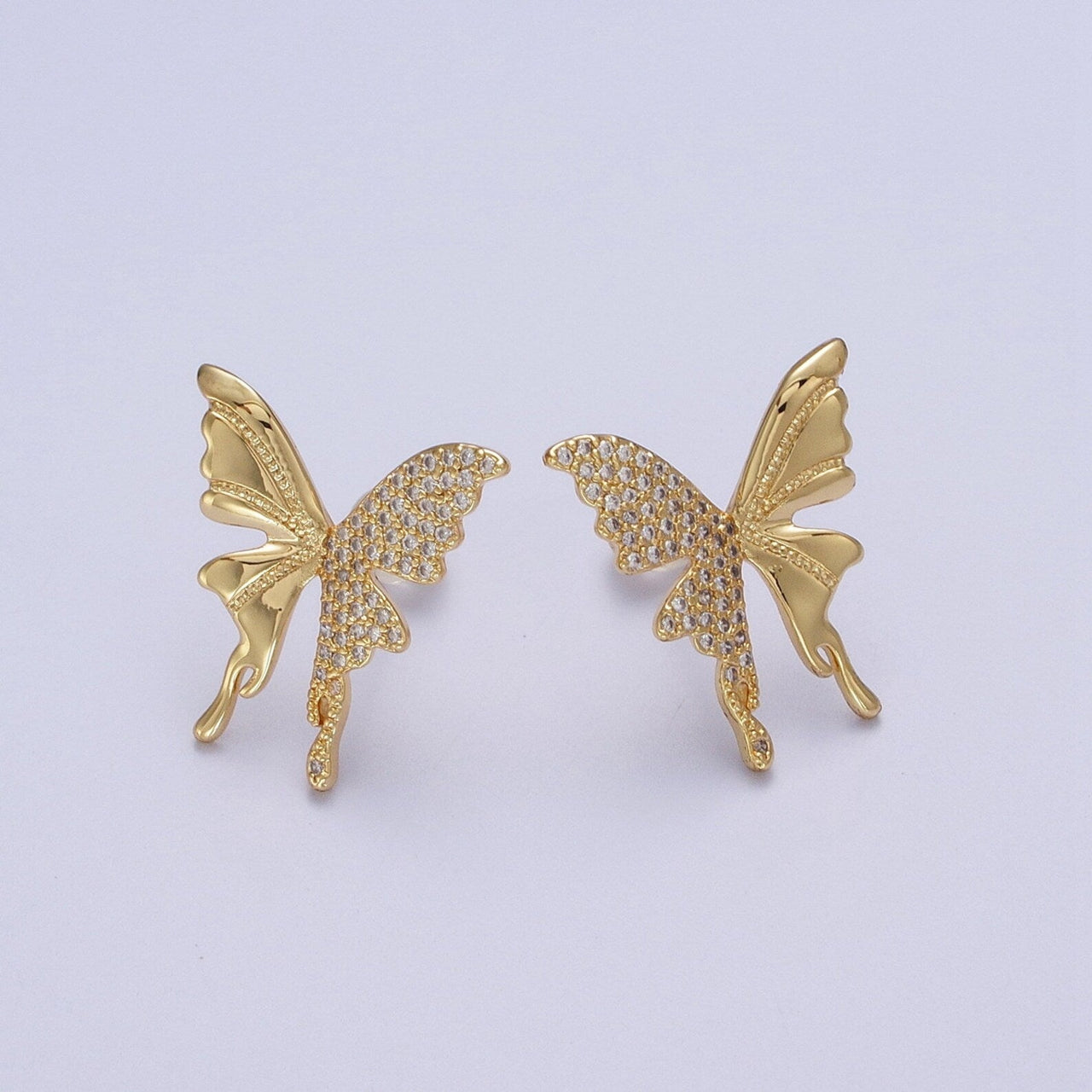 White Color Double Butterfly Korean Earrings