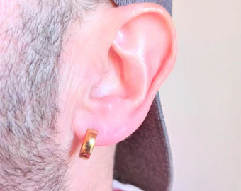 Gold Hoop Earrings for Men 1 Pair
