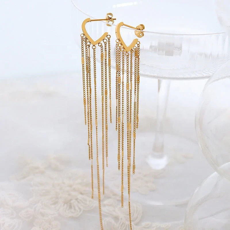 Golden Straight Hangings Earrings