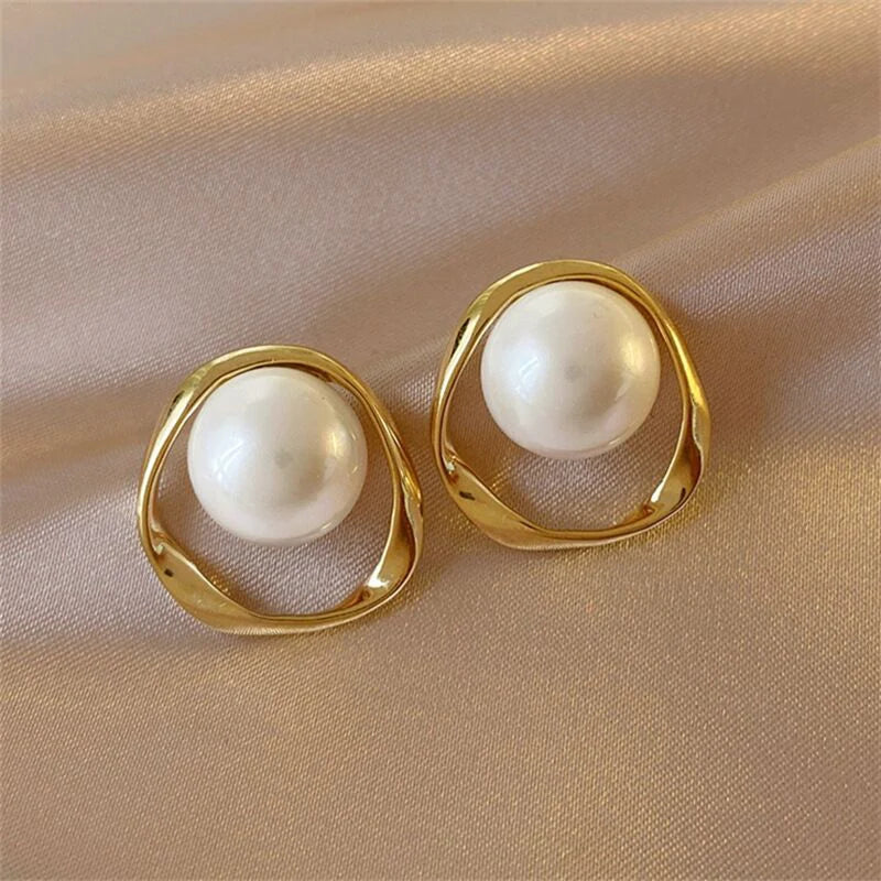 Gold Plated Pearl Studded Stud Earrings