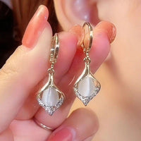 Thumbnail for Vintage Crystal Moonstone Drop Earrings