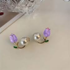 Flower pearl Ear studs