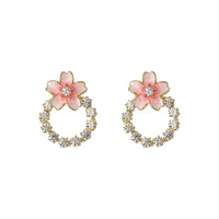 Thumbnail for Peach Colour Round Crystal Korean earring