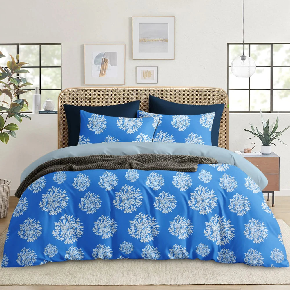 Super Soft Printed Double Elastic Bedsheet with 2 Pillow Cover