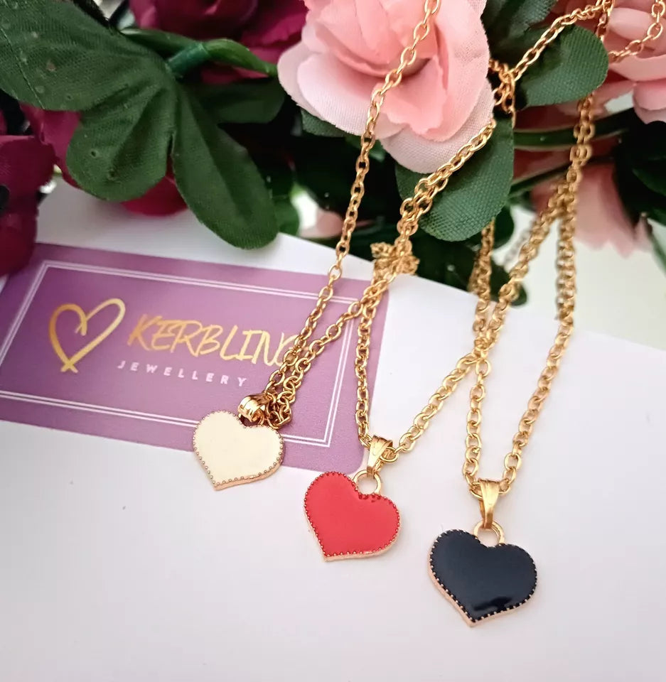 Colourful heart cute neck chain