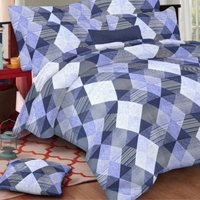 Thumbnail for Blue & white Geometric pattern cotton Double Bed Bedsheet with 2 Pillow covers