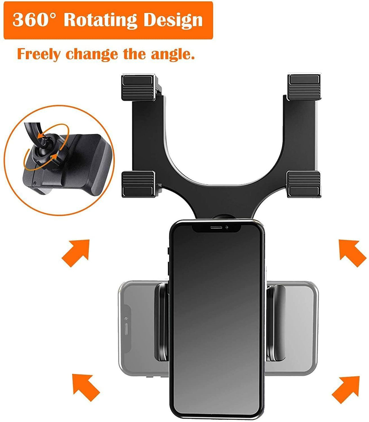 Rearview Mirror Phone Holder with Adjustable Clips