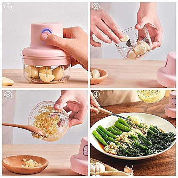 Electric Mini Garlic Grinder Chopper Vegetable Meat Fruit Crusher Small Food Processor with USB Cable