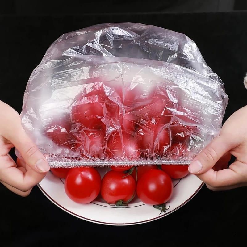 Food Covering Bag-Elastic Stretch Adjustable Bowl Lids Universa Plastic Bags Food Cover( 100 Pcs)