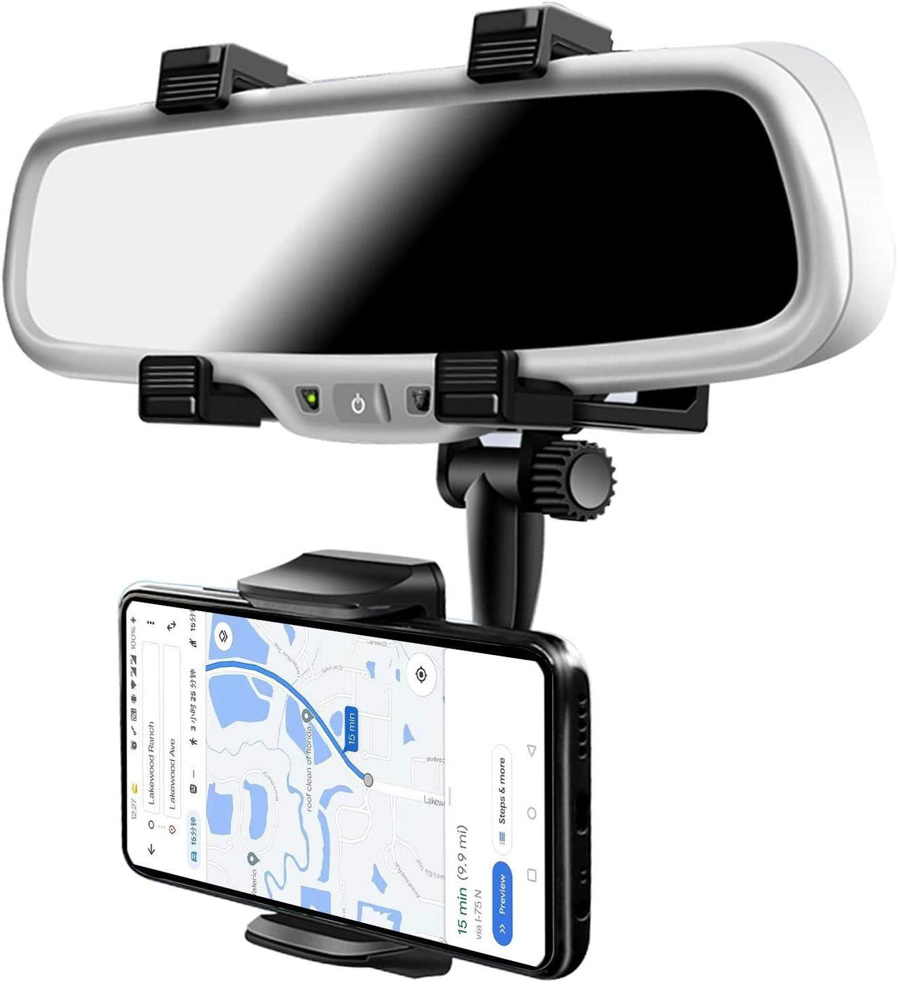 Rearview Mirror Phone Holder with Adjustable Clips