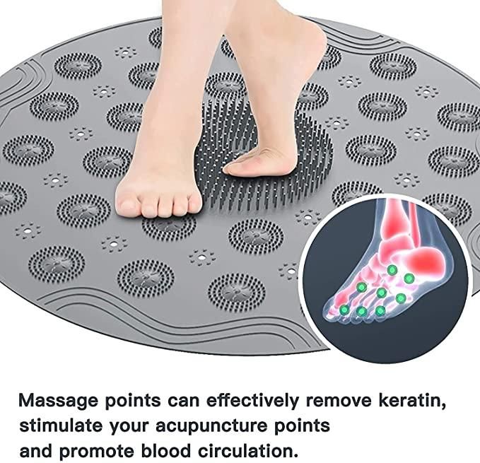 Round Shape Shower  Non-Slip Mat Bath Mat - Massage Silicone Mat With Suction Cup and Drainage Hole